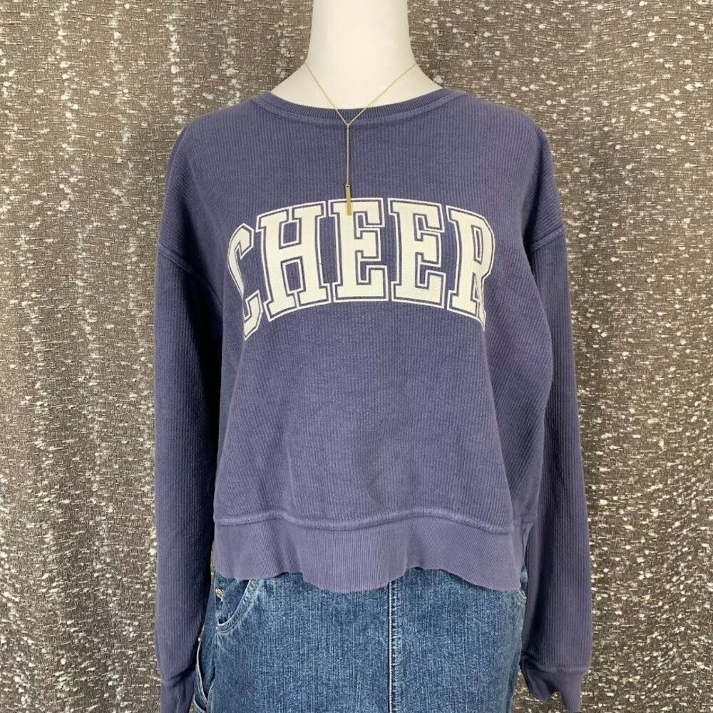 Varsity Spirit Cheer Ribbed Blue Crewneck Sweatshirt Cotton‎ Women's Medium